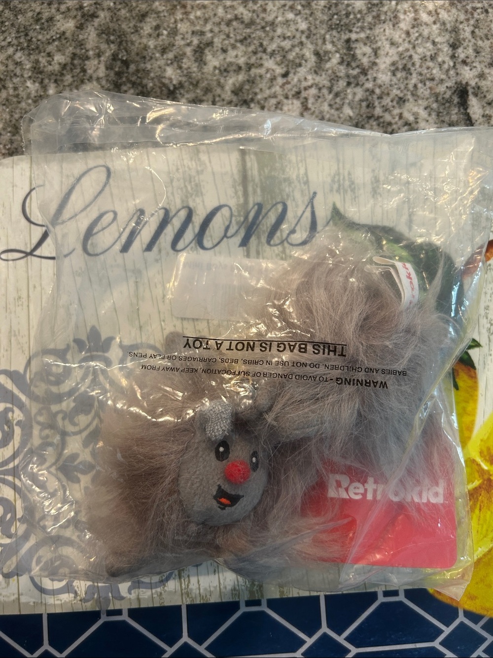 Mini Boys Plush Keychain Set - Gray with Red Nose - Picture 2 of 3